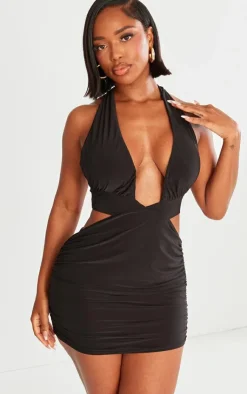 Shape Slinky Halterneck Cut Out Bodycon Dress-PrettyLittleThing Sale