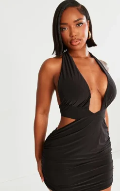 Shape Slinky Halterneck Cut Out Bodycon Dress-PrettyLittleThing Sale