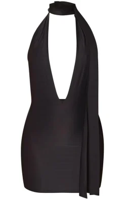 Shape Slinky High Neck Plunge Bodycon Dress-PrettyLittleThing