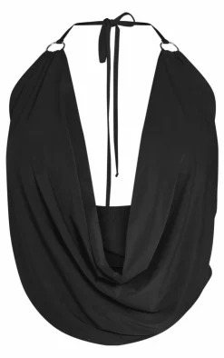Shape Slinky Ring Detail Cowl Neck Top-PrettyLittleThing Best