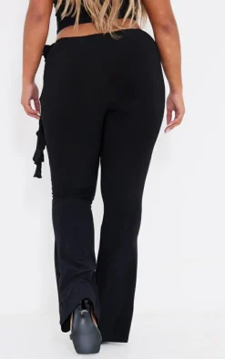 New PrettyLittleThing Shape Slinky Rose High Waist Flare Pants Black