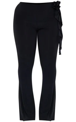 New PrettyLittleThing Shape Slinky Rose High Waist Flare Pants Black