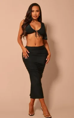 PrettyLittleThing Sleeveless Tops*Shape Slinky Sleeveless Tie Front Top