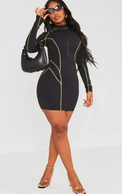 Shape Soft Seamless Contrast Long Sleeve Bodycon Dress-PrettyLittleThing Clearance
