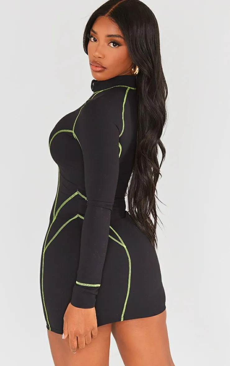 Shape Soft Seamless Contrast Long Sleeve Bodycon Dress-PrettyLittleThing Clearance