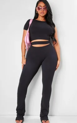 Clearance PrettyLittleThing Shape Soft Seamless Cut Out Flare Pants Black