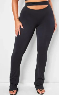 Clearance PrettyLittleThing Shape Soft Seamless Cut Out Flare Pants Black