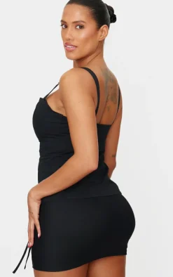 Outlet PrettyLittleThing Shape Square Neck Long Line Cargo Corset Top Black