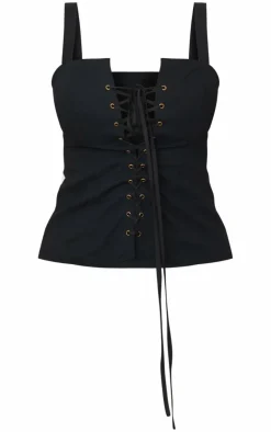 Outlet PrettyLittleThing Shape Square Neck Long Line Cargo Corset Top Black