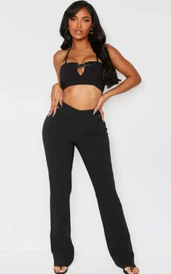 Outlet PrettyLittleThing Shape Stretch Buckle Straight Leg Pants Black