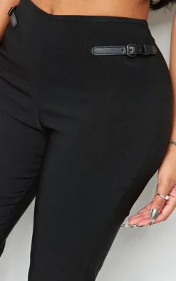 Outlet PrettyLittleThing Shape Stretch Buckle Straight Leg Pants Black
