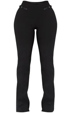 Outlet PrettyLittleThing Shape Stretch Buckle Straight Leg Pants Black