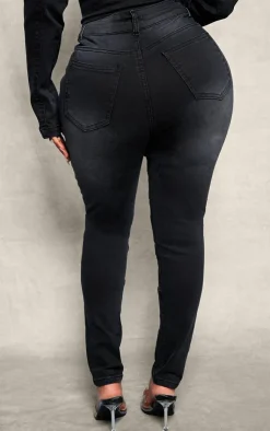 Clearance PrettyLittleThing Shape Stretch Denim Seam Biker Skinny Jeans Black