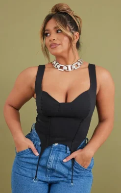 PrettyLittleThing Corsets*Shape Stretch Woven Suspender Detail Corset Top