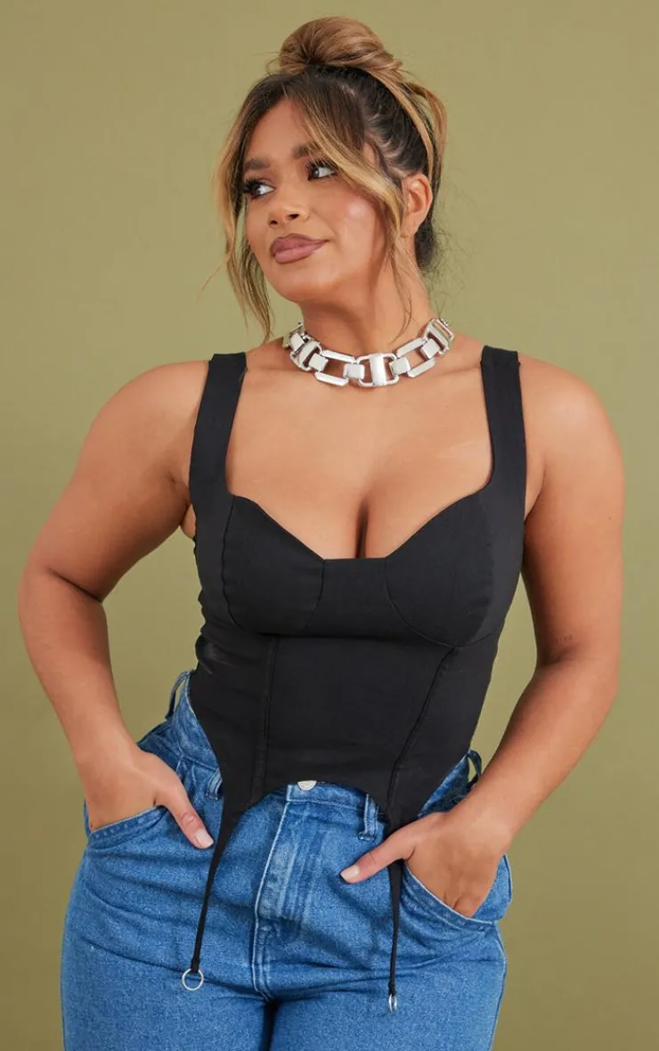 PrettyLittleThing Corsets*Shape Stretch Woven Suspender Detail Corset Top