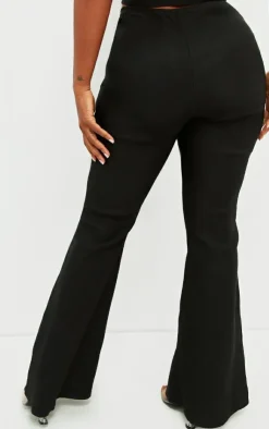 Clearance PrettyLittleThing Shape Stretch Woven Ring Detail Flare Pants Black