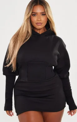 PrettyLittleThing Sweater Dresses*Shape Sweat Corset Detail Sweater Dress