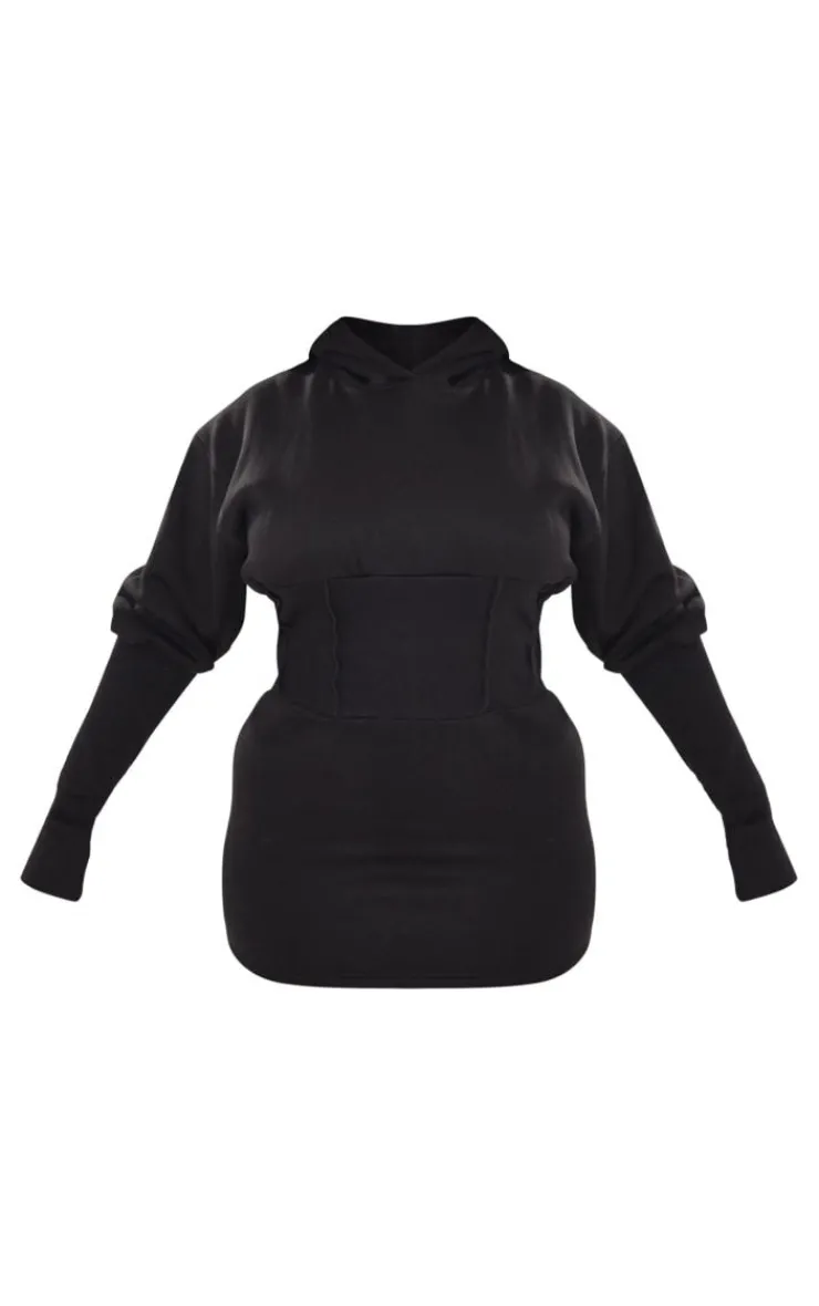 PrettyLittleThing Sweater Dresses*Shape Sweat Corset Detail Sweater Dress