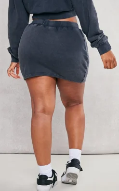 PrettyLittleThing Shape Sweat Drawstring Mini Skirt Black