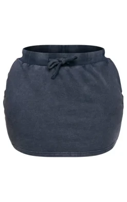 PrettyLittleThing Shape Sweat Drawstring Mini Skirt Black
