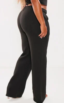 New PrettyLittleThing Shape Sweat Drawstring Waist Wide Leg Sweatpants Black