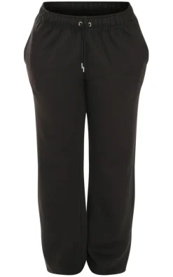 New PrettyLittleThing Shape Sweat Drawstring Waist Wide Leg Sweatpants Black