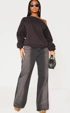 Shape Black Sweat Raw Edge Slouch Sweatshirt