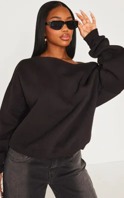 Shape Black Sweat Raw Edge Slouch Sweatshirt