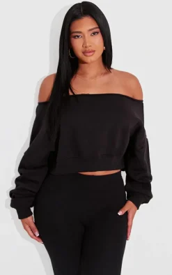 PrettyLittleThing Gym Wear*Shape Sweat Raw Hem Slouch Crop Sweatshirt