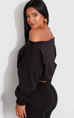PrettyLittleThing Gym Wear*Shape Sweat Raw Hem Slouch Crop Sweatshirt