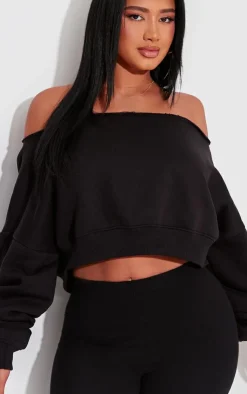 PrettyLittleThing Gym Wear*Shape Sweat Raw Hem Slouch Crop Sweatshirt