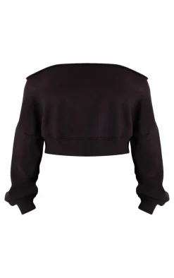 PrettyLittleThing Gym Wear*Shape Sweat Raw Hem Slouch Crop Sweatshirt