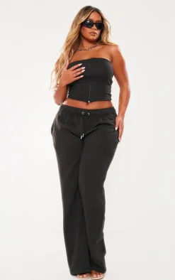 PrettyLittleThing Black Sweatsuits*Shape Sweat Seam Detail Bandeau Corset