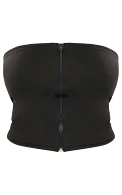 PrettyLittleThing Black Sweatsuits*Shape Sweat Seam Detail Bandeau Corset