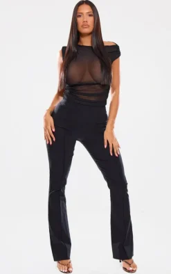 Shape Black Tailored High Waisted Pin Tuck Flared Pants