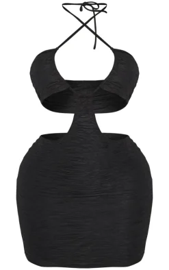 Shape Textured Cross Over Halter Neck Cut Out Bodycon Dress-PrettyLittleThing Outlet