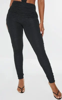 Best PrettyLittleThing Shape Textured Cut Out Leggings Black