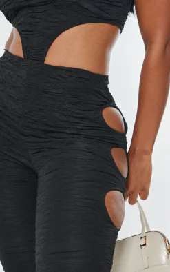 Best PrettyLittleThing Shape Textured Cut Out Leggings Black