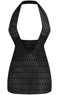 Shape Textured Halterneck Plunge Mini Dress-PrettyLittleThing Discount