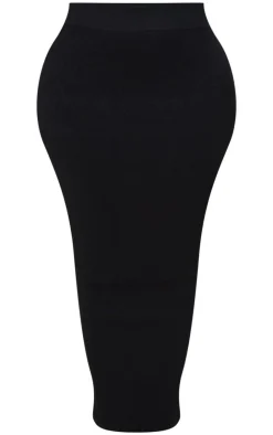 Discount PrettyLittleThing Shape Textured Seamless Maxi Skirt Black