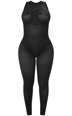 Shape Textured Seamless Wet Sleeveless Jumpsuit-PrettyLittleThing New