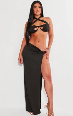 Outlet PrettyLittleThing Shape Underwire Halterneck Cut Out Bralet Black