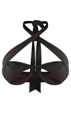 Outlet PrettyLittleThing Shape Underwire Halterneck Cut Out Bralet Black