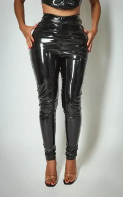 PrettyLittleThing Shape Vinyl High Waist Skinny Pants Black