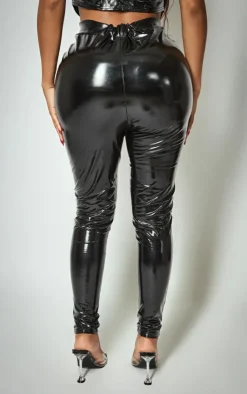 PrettyLittleThing Shape Vinyl High Waist Skinny Pants Black