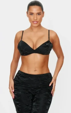 Clearance PrettyLittleThing Shape Washed Faux Leather Bralet Black