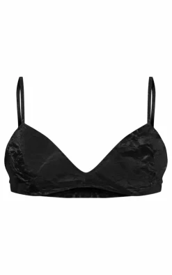 Clearance PrettyLittleThing Shape Washed Faux Leather Bralet Black