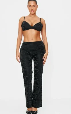 New PrettyLittleThing Shape Washed Faux Leather Panel Detail Pants Black