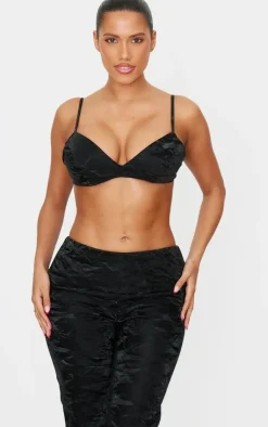 New PrettyLittleThing Shape Washed Faux Leather Panel Detail Pants Black