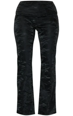 New PrettyLittleThing Shape Washed Faux Leather Panel Detail Pants Black